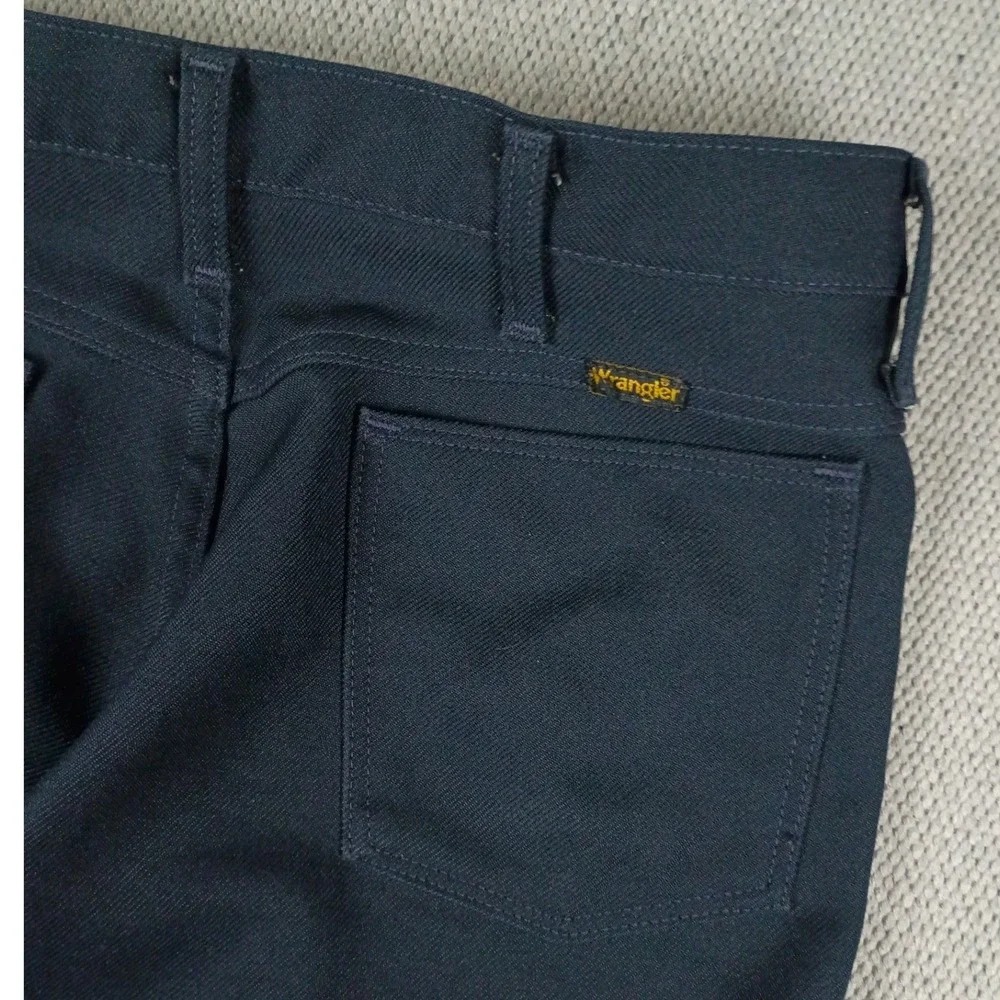 Wrangler Wrancher Action Slacks Men 34x32 Navy Blue Bootcut‎ USA Vintage